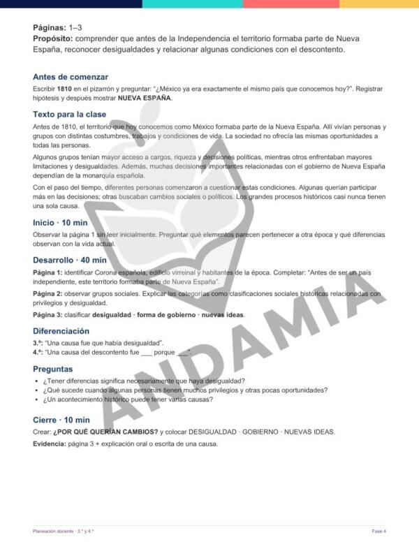 ind-3-4-plan-ejemplo1 Misión Independencia: descubre la historia que comenzó en 1810 - 3er y 4to Grado