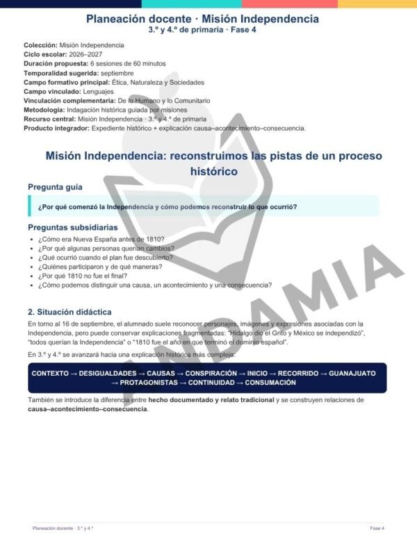 ind-3-4-plan-portada Misión Independencia: descubre la historia que comenzó en 1810 - 3er y 4to Grado